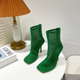 Mesh Zipper Ankle Boots