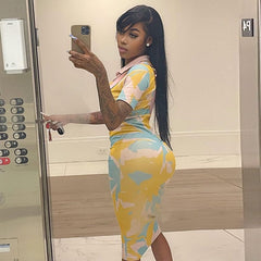 Multi Print Collar Midaxi Dress