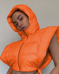 Hooded Crop Puffer Vest