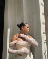 Drape Long Sleeve Crop Corset