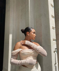 Drape Long Sleeve Crop Corset