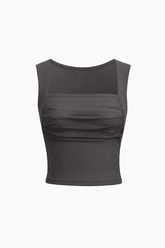 Square Neck Ruched Tank Top