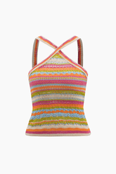 Stripe Cross Strap Knit Cami Top