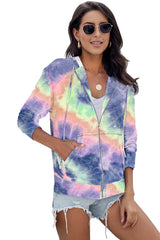 Tie-Dye Pocket Zip Up Hoodie