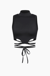 Tie Waist Jersey Crop Tank Top