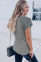 Tiered Lace Sleeve Knit Top
