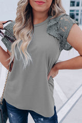 Tiered Lace Sleeve Knit Top