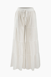 Tiered Wide Leg Drawstring Pants