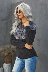 Tribal Print Vintage Pocket Hoodie