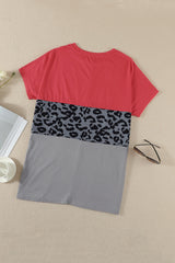 Triple Colorblock Splicing Short Sleeve Mini Dress With Pockets