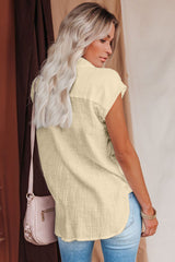 Turn-Down Collar Button Front Tank