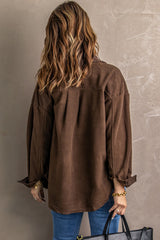 Turn Down Collar Buttoned Shirt Jacket