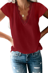 V Neck Lace Trim T-Shirt