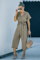 V Neck Pocketed Jumpsuit