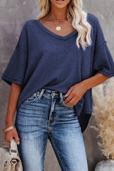 V-Neck Thermal Knit Top