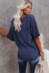 V-Neck Thermal Knit Top