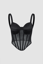 V Shape Hem Mesh Bustier Top