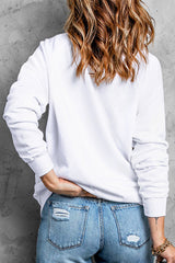 White Contrast Trim Chill Letters Pattern Sweatshirt