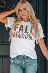 White Fall Beautiful Leopard Print Short Sleeve T Shirt