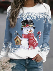 Multicolor Snowman Print Christmas Sweatshirt