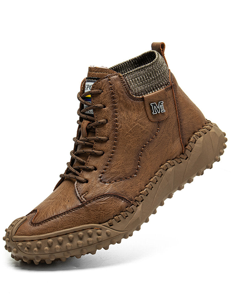 Men Retro Microfiber Leather Non Slip Casual Ankle Boots