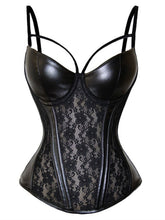 Female Lace Pu Faux Leather Corset Shapewear