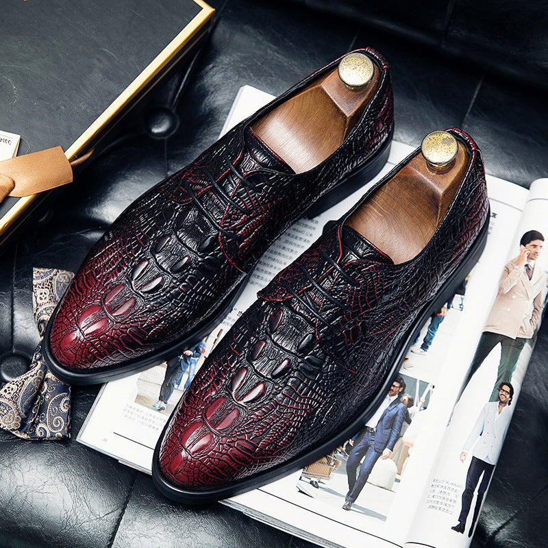 Crocodile Pattern Casual Leather Shoes