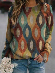 Photo Color Long Sleeve Cotton Shift Shirts & Tops