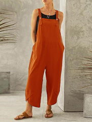 Women'S Solid Color Casual Suspender Pants
