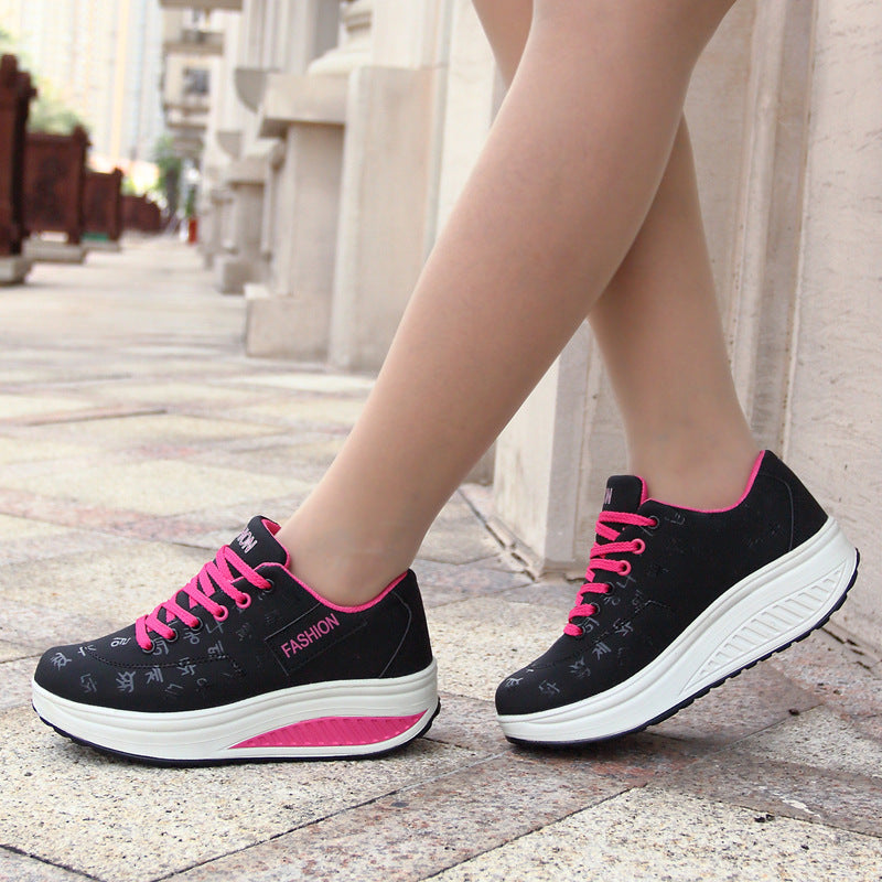 Women Thick Soles Leather Breathable Sneakers