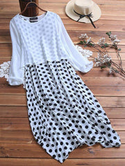 Polka dot Wave Pot fashion Fake Two Pieces Maxi Dresses