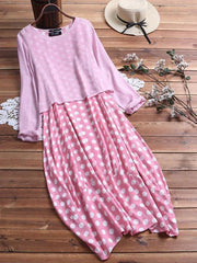 Polka dot Wave Pot fashion Fake Two Pieces Maxi Dresses