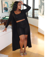 Sexy Solid Three-piece Set