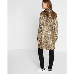 Plush Leopard print Stand collar Coats