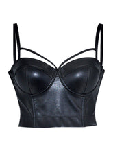 Female Plus Size Glossy Faux Leather Hollow Out Corset Shapewear