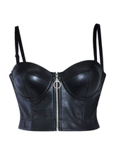 Female Plus Size Glossy Faux Leather Zipper Corset Shapewear