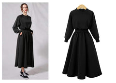 Plus Casual Pure Sweatshirt Skater Dresses