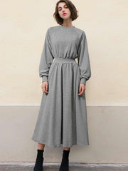 Plus Casual Pure Sweatshirt Skater Dresses
