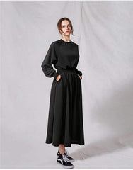 Plus Casual Pure Sweatshirt Skater Dresses