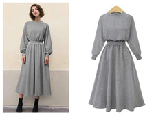 Plus Casual Pure Sweatshirt Skater Dresses