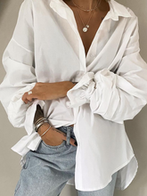 Plus size Plain Long Sleeve Shirts & Tops