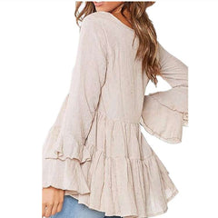 Pure Casual Round neck Gored Plicated Long sleeve T-Shirts