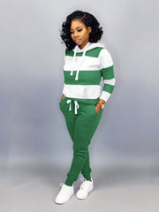 Spliced Color Sports And Leisure Sweater Two-piece Suit