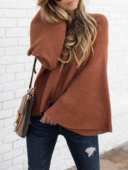 Plain Daily Coffee Round Neck Big Sleeve Sweater