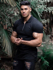 Summer Short Sleeve Lapel Fitness Polo Shirt