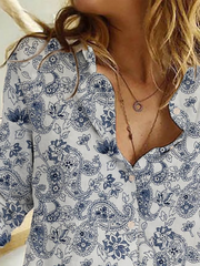 Plus size Long Sleeve Paisley Printed Shirts & Tops