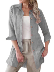 Plain casual turn down neck women button blouses