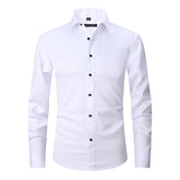 Men's Stretch Solid Long Sleeve Shirts