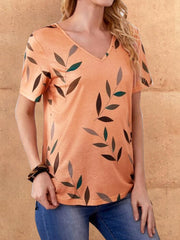Plant Print Drop Shoulder T-shirt