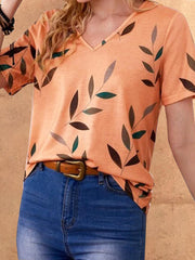 Plant Print Drop Shoulder T-shirt